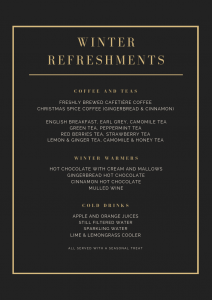 Winter refreshment menu